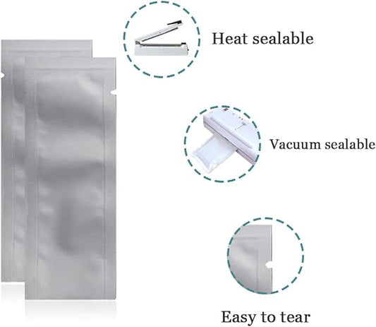PABCK 200 Pack 1.57x2.16 inch (Inside Size 1.17x1.76 inch) Coffee Food Storage Heat Seal Pure Mylar Foil Bag Vacuum Pouch for Sample Packaging