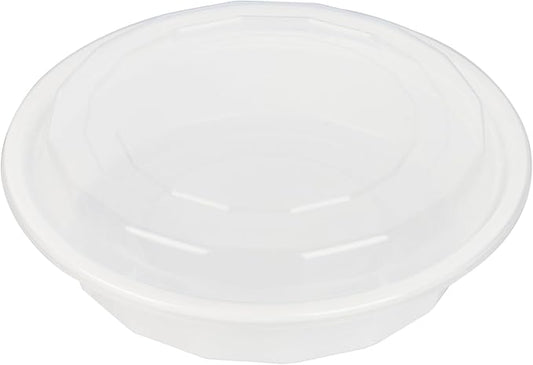 Restaurantware Asporto 24 Ounce To Go Boxes 100 Microwavable Take Out Food Containers - Clear Plastic Lids Included Do Not Contain BPA White Plastic Catering Food Containers Disposable Round