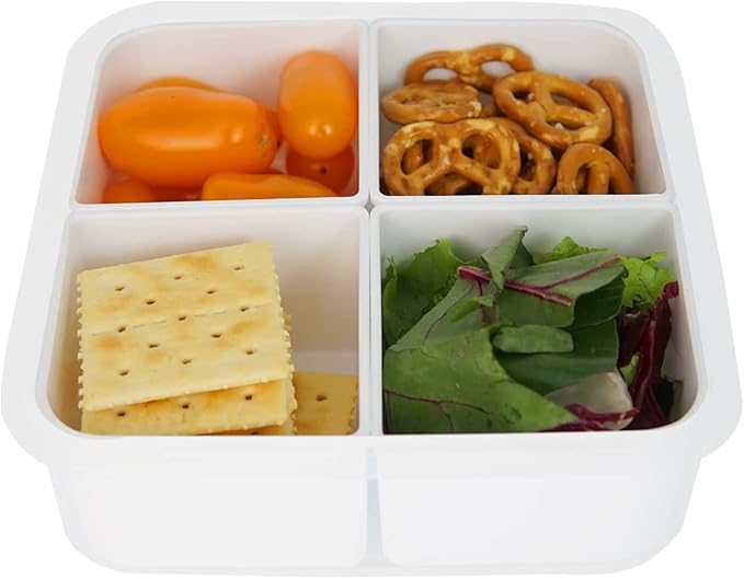 carrotez Food Storage Containers, 4 Compartment Portion Control Container, Snack Container For Adults, Meal Prep Container, Reusable, Microwave Safe, 4.6 Cup (1100ml), Pack of 2