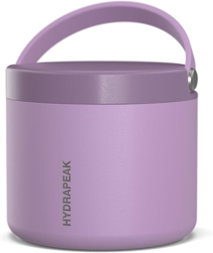 Hydrapeak 18oz Stainless Steel Vacuum Insulated Thermos Food Jar | Thermos for Hot Food and Cold Food, Wide Mouth Leak-Proof Soup Thermos for Adults, 10 Hours Hot and 16 Hours Cold (Lavender)