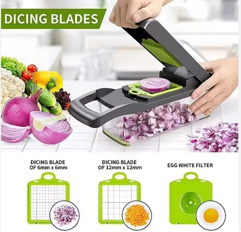 16-in-1 Vegetable Chopper with Container, Cheese Grater, Onion Dicers, Mandoline Slicer for Kitchen, Home Essentials & Kitchen Gadgets