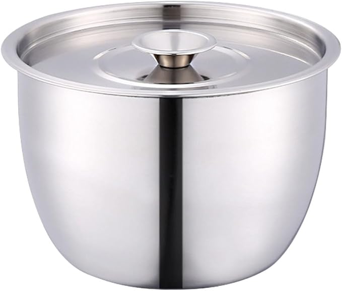 Yardwe Stainless Steel Mixing Bowl with Lid, Large Mixing Basin Deep Mixing Bowl Prep Bowl for Cooking Baking Mixing Marinating Cake Bread Salad (7.4X7.4X5.1 Inch)