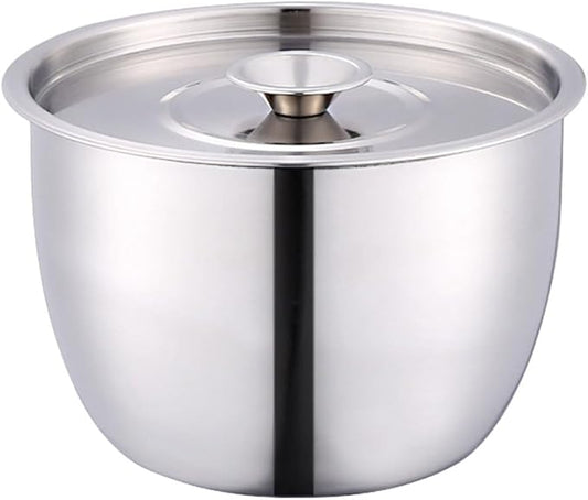 Yardwe Stainless Steel Mixing Bowl with Lid, Large Mixing Basin Deep Mixing Bowl Prep Bowl for Cooking Baking Mixing Marinating Cake Bread Salad (7.4X7.4X5.1 Inch)