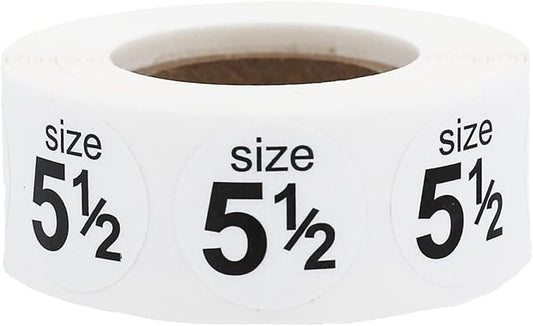 Shoe Size 5 1/2 White Stickers - 3/4 Inch Round, 500 Semi-Gloss Adhesive Labels Per Roll for Retail, Footwear Inventory, and Organization - Made in The USA