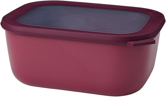 Mepal Cirqula 3000ml / 101oz Circular Rectangular Multi Food Storage & Serving Container with Transparent Lids | Perfect for Food Prep | Microwave & Dishwasher Safe | Nordic Berry | Made in Holland