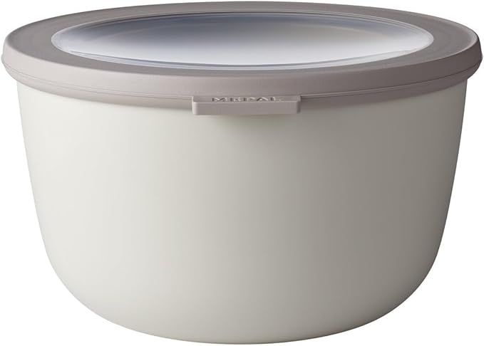 Mepal Cirqula 68oz/2,000ml Multi Food Storage & Serving Tall Bowls with Transparent Lids | Perfect for Food Prep | Microwave & Dishwasher Safe | Nordic White | Made in Holland