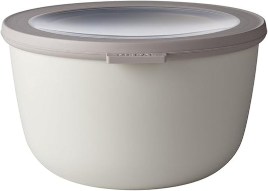 Mepal Cirqula 68oz/2,000ml Multi Food Storage & Serving Tall Bowls with Transparent Lids | Perfect for Food Prep | Microwave & Dishwasher Safe | Nordic White | Made in Holland