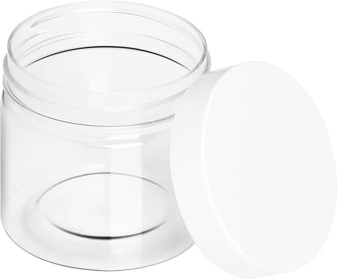 Healthy Packers Plastic Jars With White Lids - 4 oz 36-Pack Small Plastic Containers With Lids, Labels and Marker. Great for Slime, Lotion, Crafts, Travel & General Storage