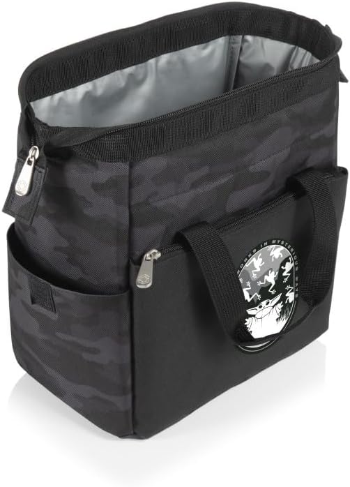 PICNIC TIME Star Wars Mandalorian Grogu On The Go Lunch Bag, Soft Cooler Lunch Box, Insulated Lunch Bag, (Black Camo)