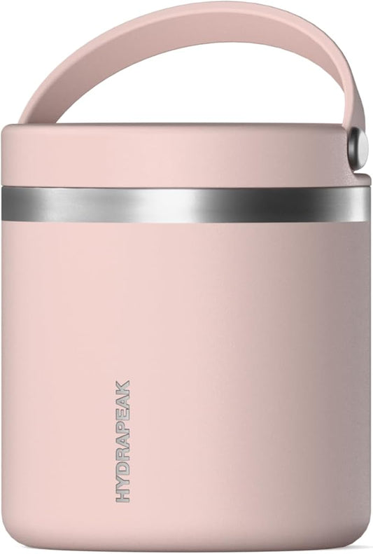 Hydrapeak 25oz Stainless Steel Vacuum Insulated Thermos Food Jar | Thermos for Hot Food and Cold Food, Wide Mouth Leak-Proof Soup Thermos for Adults, 10 Hours Hot and 16 Hours Cold (Whisper Pink)