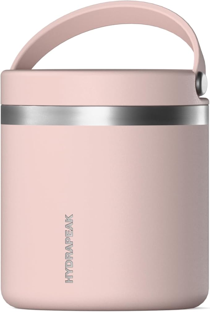 Hydrapeak 25oz Stainless Steel Vacuum Insulated Thermos Food Jar | Thermos for Hot Food and Cold Food, Wide Mouth Leak-Proof Soup Thermos for Adults, 10 Hours Hot and 16 Hours Cold (Whisper Pink)