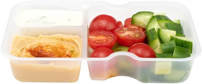 Restaurantware TRAYS ONLY: Futura 10 Ounce Trays For Meal Prep Containers 100 Microwavable Trays For 32 Or 37 Ounce Containers - Containers Sold Separately 3 Compartments White Plastic Food Trays