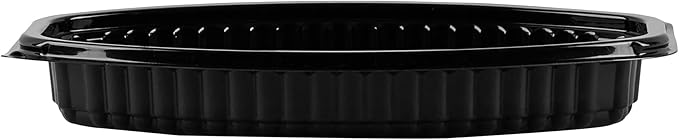 Restaurantware RW Base 12 Ounce Meal Prep Containers, 100 Microwavable To Go Containers With Lids - Disposable, Freezable, Black Plastic Oval Food Containers, Pack Hot And Cold Food, For Takeaway