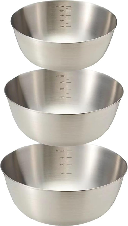 Stainless Steel Mixing Bowls-3 Packs Thicker Stainless Steel Mixing Bowls Set- Nesting Bowls for Space Saving Storage, Great for Cooking, Baking, Prepping