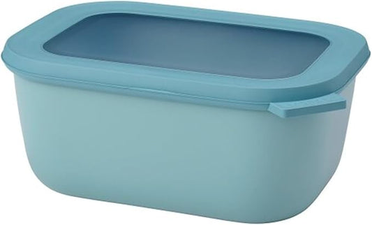 Mepal Cirqula 50.7oz/1,500ml Circular Rectangular Multi Food Storage & Serving Container with Transparent Lids | Perfect for Food Prep | Microwave & Dishwasher Safe | Nordic Green | Made in Holland