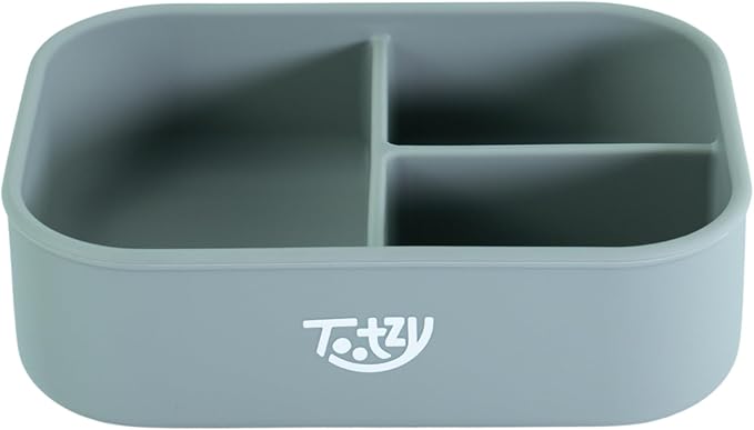 Premium 3-Compartment Silicone Bento Box 25 oz – Reusable, Leakproof, BPA-Free – Microwave & Dishwasher Safe – Food Container for Kids, Adults & Pets – Great for School, Office, Travel & Walks (Gray)