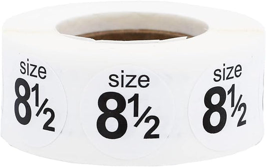 Shoe Size 8 1/2 White Stickers - 3/4 Inch Round, 500 Semi-Gloss Adhesive Labels Per Roll for Retail, Footwear Inventory, and Organization - Made in The USA
