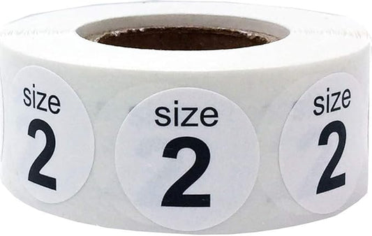 Shoe Size 2 White Stickers for Retail Clothing 0.75 Inch 500 Total Adhesive Labels