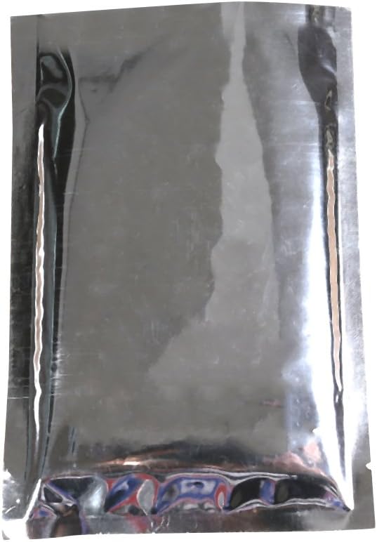 QQ Studio 100 PCS Metallic Mylar Foil Open Top Sealable Bags (10x15cm(3.9x5.9"), Clear & Silver)