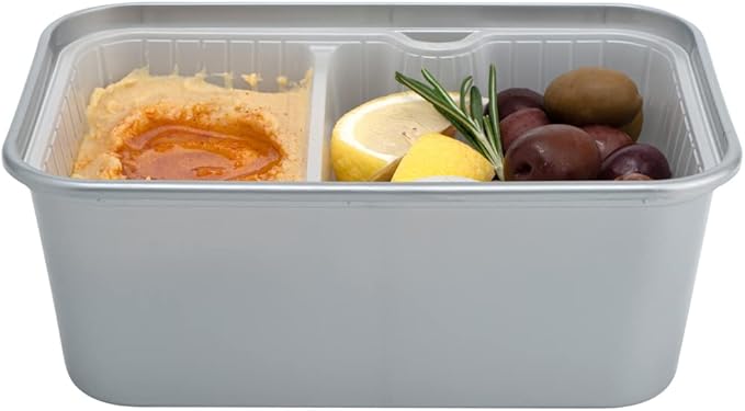 Restaurantware TRAYS ONLY: Futura 10 Ounce Trays For Meal Prep Containers 100 Microwavable Trays For 32 Or 37 Ounce Containers - Containers Sold Separately 2 Compartments White Plastic Food Trays