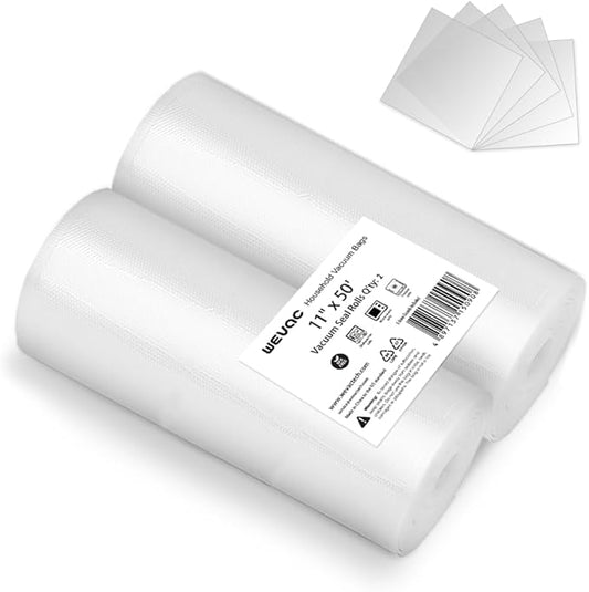 [2024 Q4] 11" x 50' Vacuum Sealer Rolls, 2 Pack-Ideal for Food Storage, Sous Vide, and Meal Prep, Keep Food Fresh and Nutrients, Wevac Lite