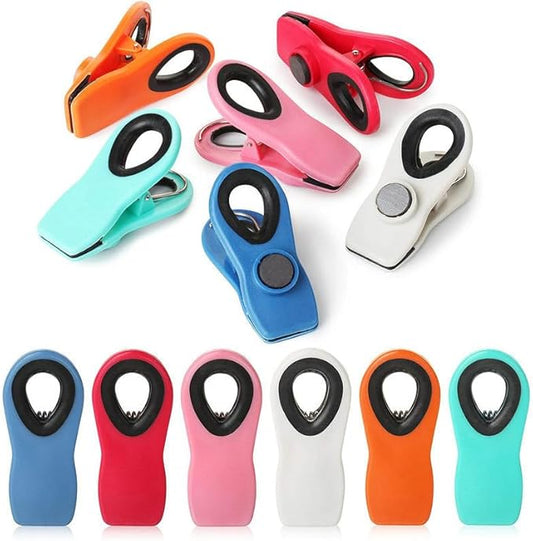 Magnetic All-Purpose Bag Clips - Multicolor Chip Clips for Food and Snacks, Airtight Grip for Bread, Chips, and Snack Bags - Durable, Reusable, Leak-Proof & Essential Kitchen Tools (Pack of 10).