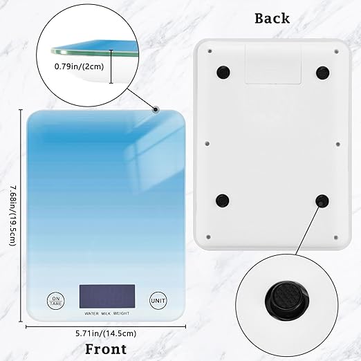 Food Scale Kitchen Scale for Baking Cooking Digital Food Weighing Measuring Scale Small Waterproof Electric Food Scale Gradient Blue
