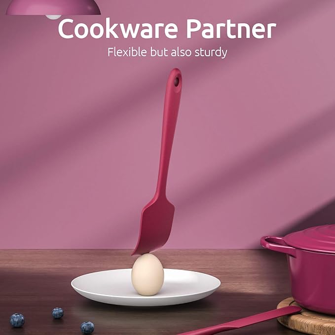 U-Taste 480ºF High Resistant BPA Free Silicone Spatula Set of 4 (Red), and Upgraded Measuring Cups and Spoons Set of 10 with Reinforced Welded Handle (Color)