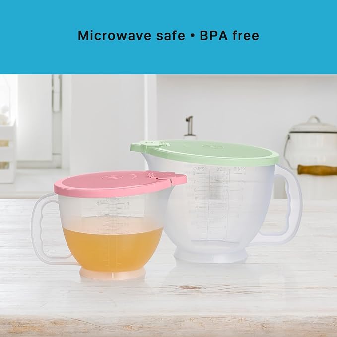 Tupperware Classic Mix-N-Store Pitcher Set in Mint Green and Candy Pink, Dishwasher Safe and BPA Free (2 Bowls, 2 Lids)