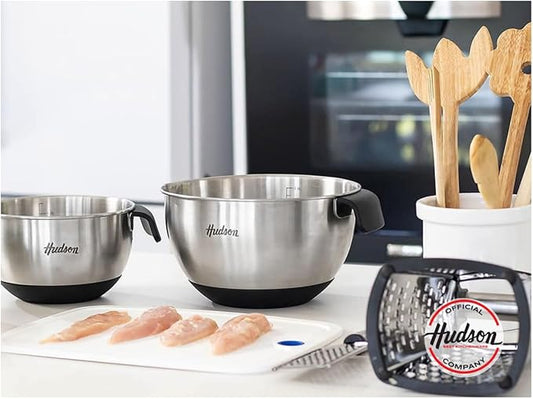 HUDSON Steel Mixing Bowl with Silicione Bases 9.5in (PFOA, PTFE & CADAMIUM)