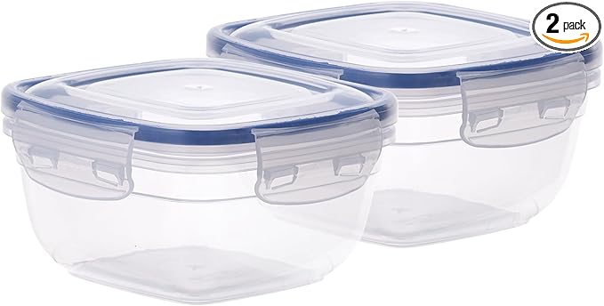 Superio Plastic Food Storage Containers with airtight Lid for Pantry, 2 Pack, Fridge- 80 Oz- BPA Free, Leakproof Sealed Container- Microwave, Dishwasher and Freezer Safe, Clear (Clear)