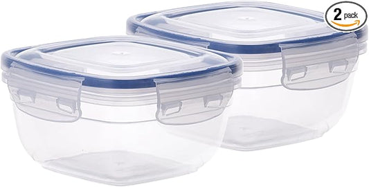 Superio Plastic Food Storage Containers with airtight Lid for Pantry, 2 Pack, Fridge- 80 Oz- BPA Free, Leakproof Sealed Container- Microwave, Dishwasher and Freezer Safe, Clear (Clear)