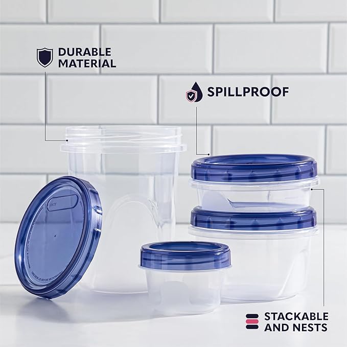 Plastic Food Deli Soup Containers With Twist Top Lids - (32 Oz) - [6 Pack] - Soup & Food Storage Containers Takeout To Go - Airtight Plastic Containers - Microwave, Freezer & Dishwasher Safe BPA-Free