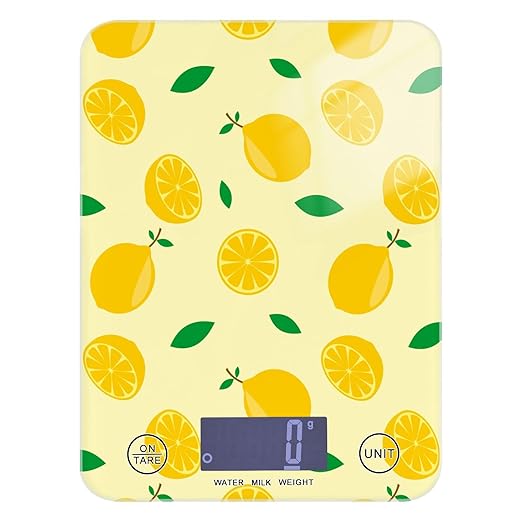 Food Scale Kitchen Scale for Baking Cooking Digital Food Weighing Measuring Scale Small Waterproof Electric Food Scale Yellow Lemon