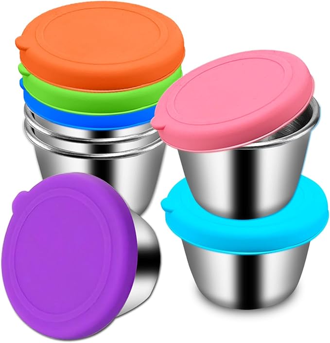 10PCS Food Storage Bags Silicone, Leakproof Reusable Storage Bags, Reusable Snack Bags Silicone for Home Food Storage, Kids School Lunch,Picnic and Travel (Salad Dressing Container)