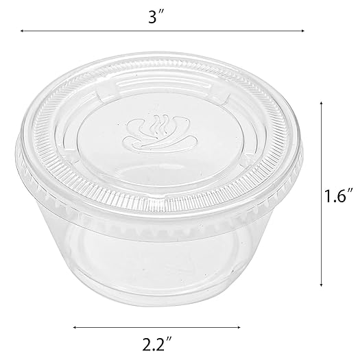 Hedume 300 Sets 4oz Portion Cups with Lids, BPA-free Clear Disposable Plastic Cups for Souffle, Jello, Meal Prep, Portion Control, Salad Dressing, Slime, Condiment Container