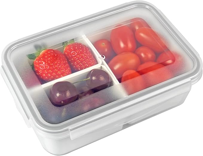 carrotez 3 Compartment Portion Control Container, Food Storage Container with 3 Removable Compartments, Reusable, BPA Free, 4.64 Cup (1100ml)