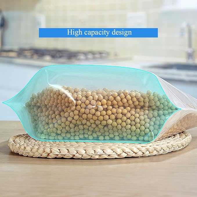Saim Moisturize Proof Storage Bags, 5Pcs Reusable Plastic Bags Emergency Water Storage Large Capacity Clear Cereal Dry Food Containers Stand Up Grain Sealed Bag with Funnel (5L)