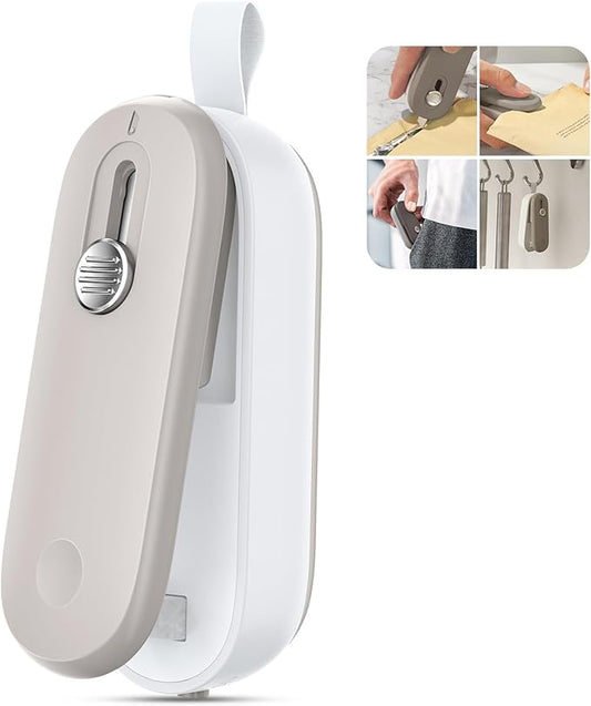 ODSD 2 in 1 Mini Bag Sealer Heat Seal and Cutter With Lanyard - Portable Handheld Chip Heat Sealer for Snacks, Candies, Plastic Food Storage (Batteries Included)