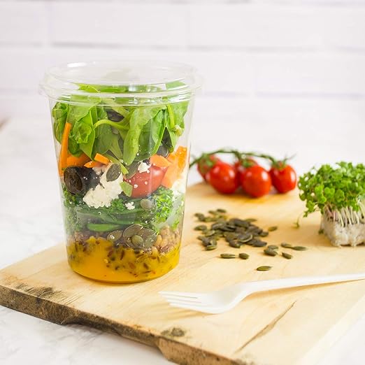 Vegware Plant-Based Compostable 32oz PLA Round Deli Container (Case of 500)