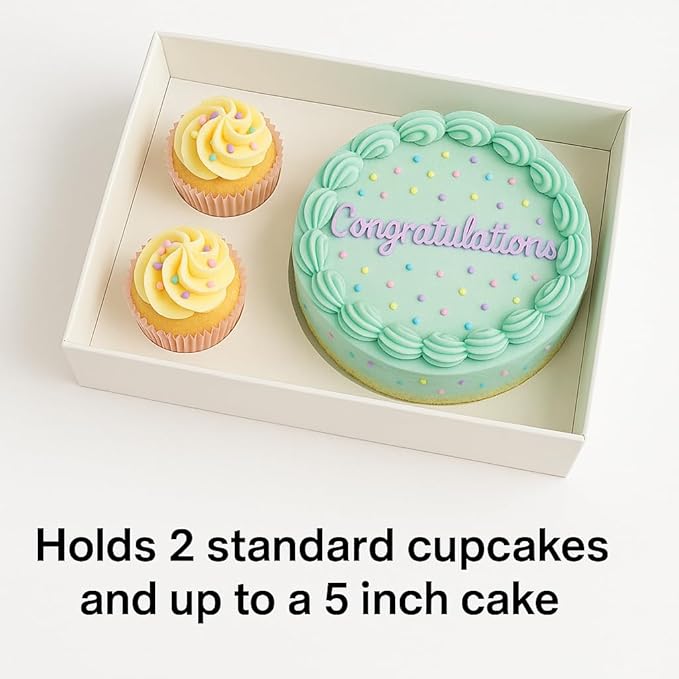 Sweet Degrees 10 pack Cake and 2 Cupcakes Bento Box | transparent and clear Dessert Storage Container with Lid | Portable Box for Cakes & Cupcakes, Treats | BPA-Free | Great for Birthdays & Parties