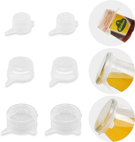 Extra Small Silicone Stretch Lids Reusable Silicone Jar Cover 3 Different Sizes Fit to 1.2 Inch to 2.4 Inch Small Jars,Food Cans,Bottles 6 Pack