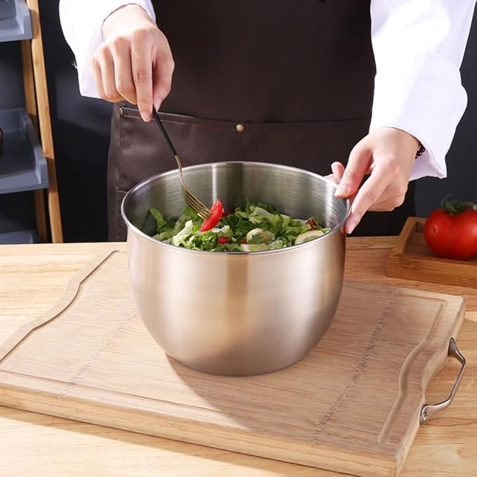 Yardwe Stainless Steel Mixing Bowl with Lid, Large Mixing Basin Deep Mixing Bowl Prep Bowl for Cooking Baking Mixing Marinating Cake Bread Salad (7.4X7.4X5.1 Inch)
