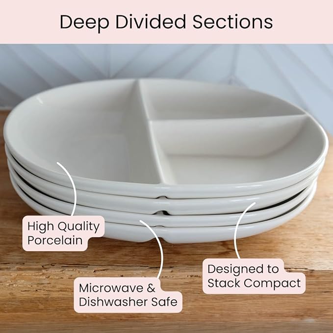 Uba Portion Control Plate (PORCELAIN) for Adults for Healthy Diet (2 Pack)