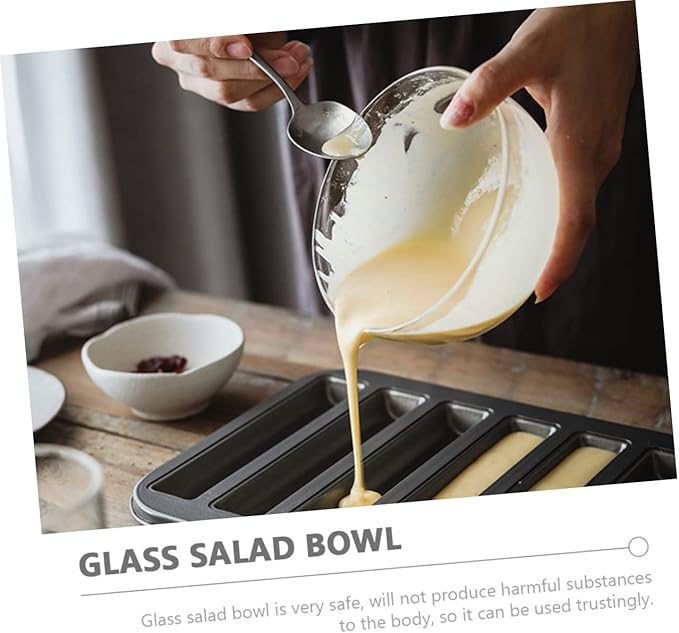 Luxshiny 2pcs Glass Mixing Bowl with Spout, Small Glass Baking Bowl for Kitchen & Restaurant