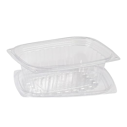 ECO PRODUCTS Compostable 12oz Clear Rectangular Deli Containers With Lids, Pack of 100, Meal Prep, Made from PLA Plastic, A Renewable Material Made from Plants, One Lid For All