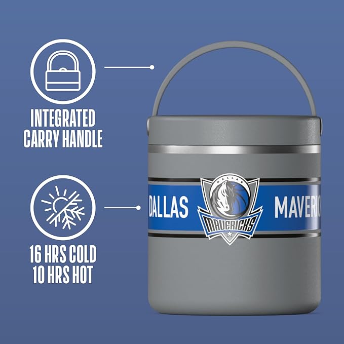 Hydrapeak x NBA Officially Licensed Dallas Mavericks 25oz Stainless Steel Vacuum Insulated Thermos Food Jar with Handle, Wide Mouth Leak-Proof Soup Thermos for Adults, 10 Hours Hot and 16 Hours Cold
