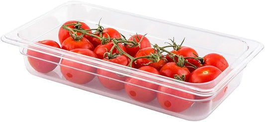 Restaurantware-2.5 Inch Deep Food Pans, 1 1/3 Size Commercial Food Storage Container - Freezable, Break-Resistant, Clear Plastic Cold Pans, Dishwashable, For Kitchens, Restaurants, Or Cafeterias