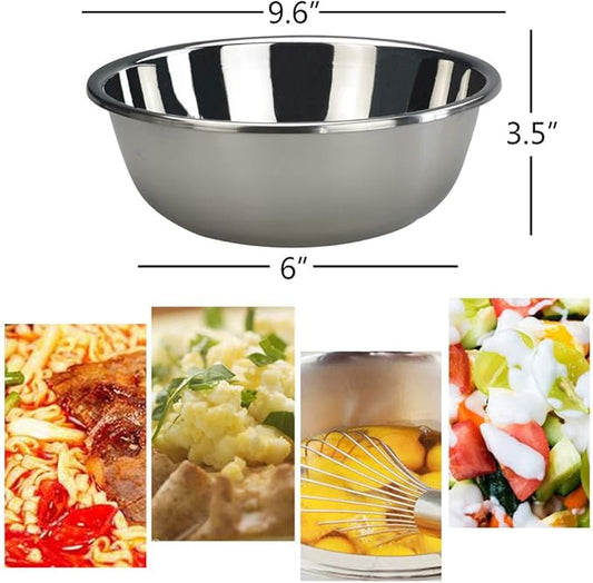 Anbers 18/10 Stainless Steel Mixing Bowl, 9.6 Inch Wide Metal Prep Bowls, 4 Packs