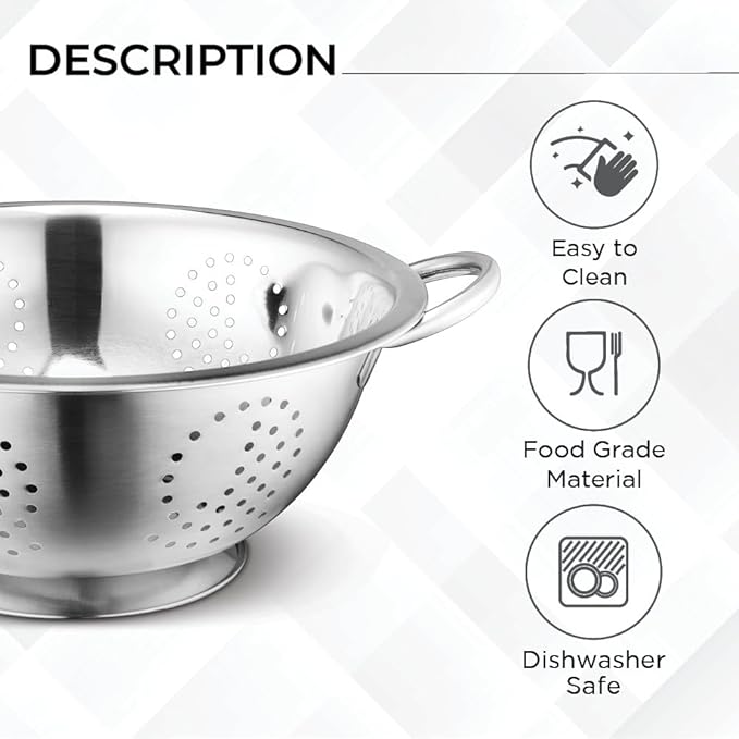 AVADOR Set of 3 Stainless Steel Colanders, Comes in 1. 3 and 5 Quart for all your Cooking | Baking | Prepping Needs